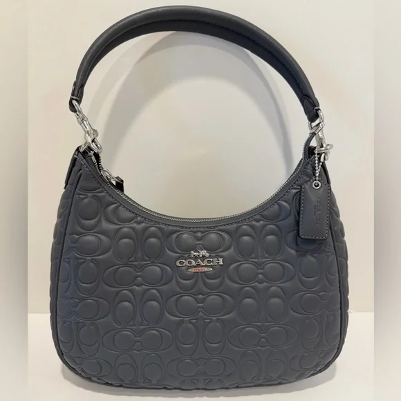 NWT Coach Teri Hobo Bag In Grey Signature Leather - Picture 1 of 16